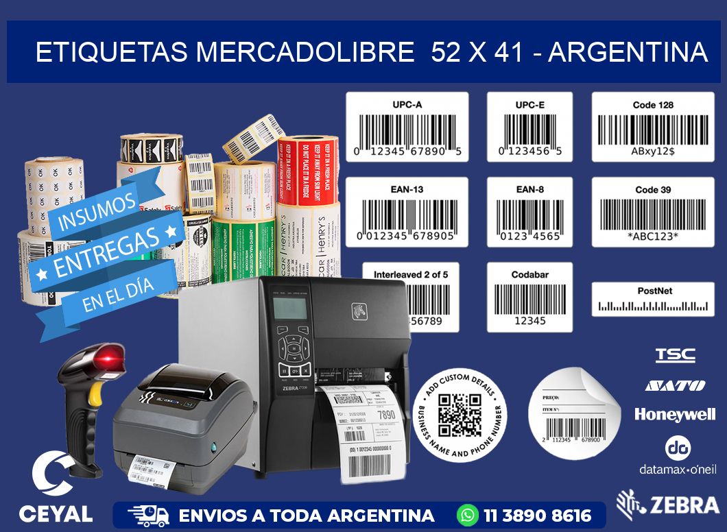 ETIQUETAS MERCADOLIBRE  52 x 41 - ARGENTINA