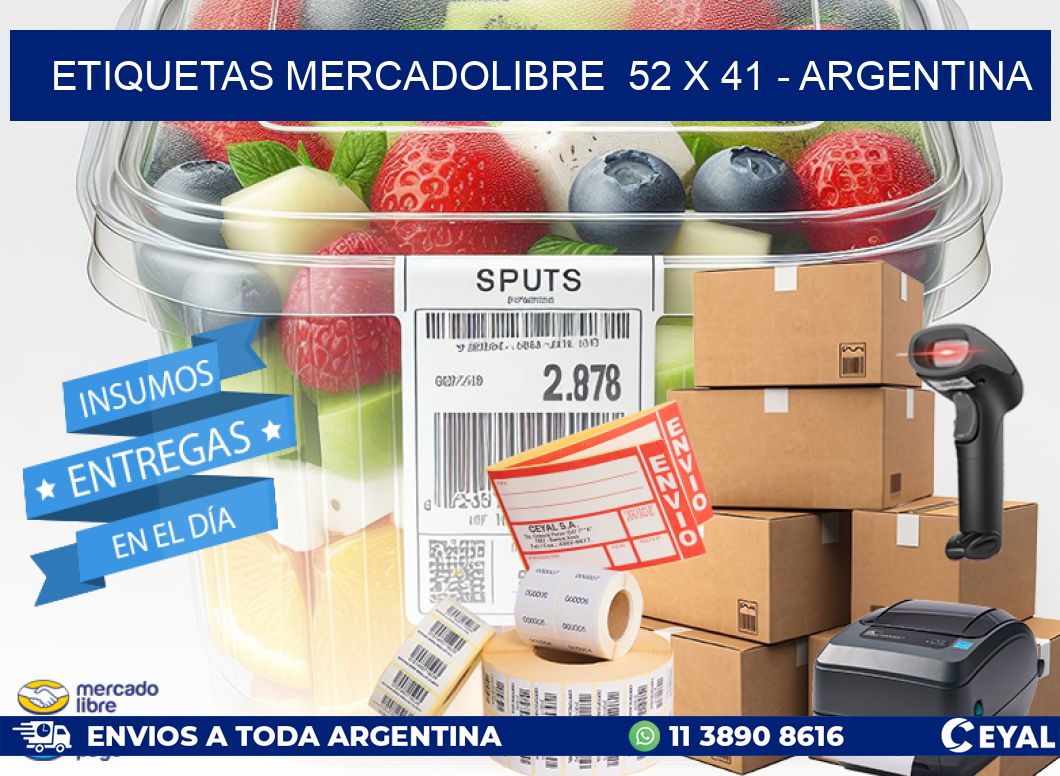 ETIQUETAS MERCADOLIBRE  52 x 41 - ARGENTINA