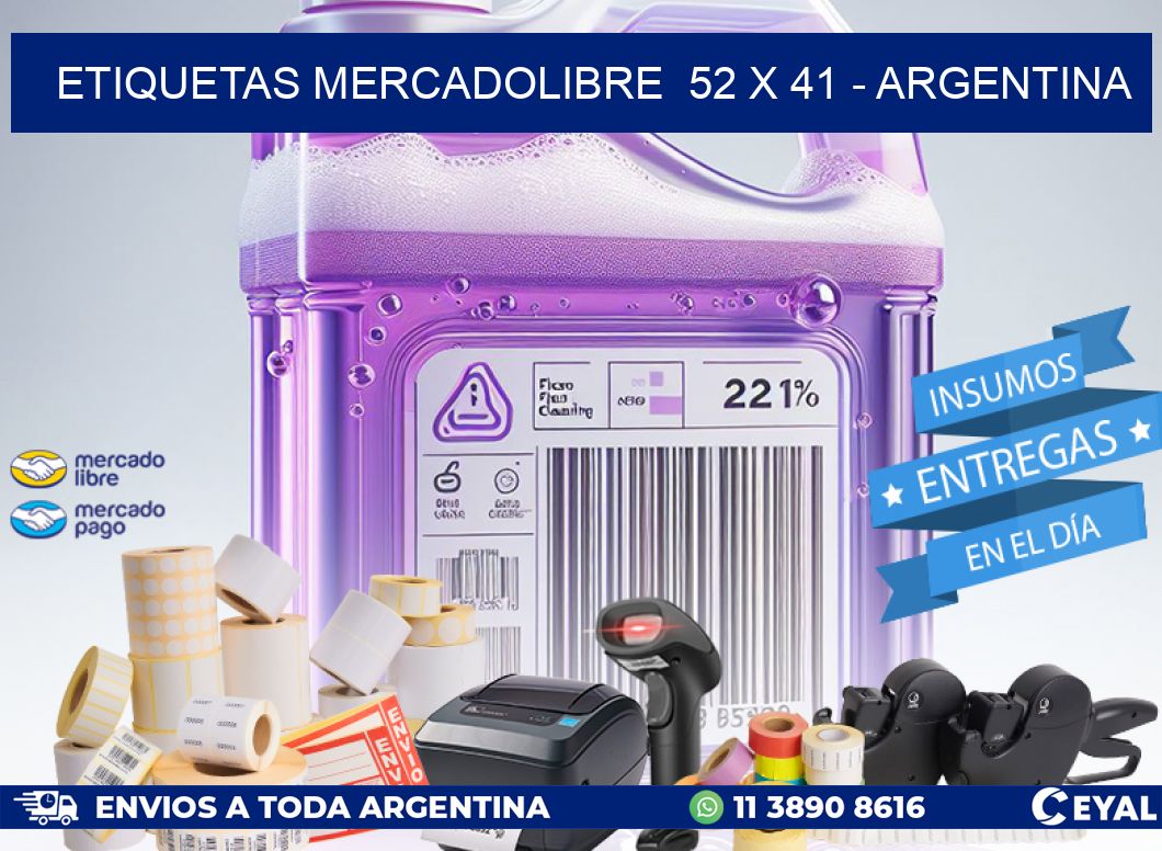 ETIQUETAS MERCADOLIBRE  52 x 41 - ARGENTINA