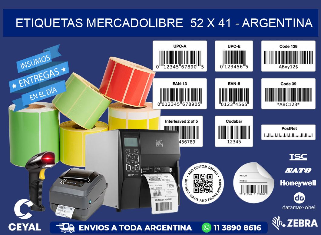 ETIQUETAS MERCADOLIBRE  52 x 41 - ARGENTINA