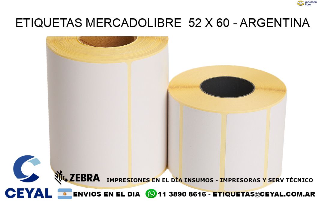 ETIQUETAS MERCADOLIBRE  52 x 60 - ARGENTINA