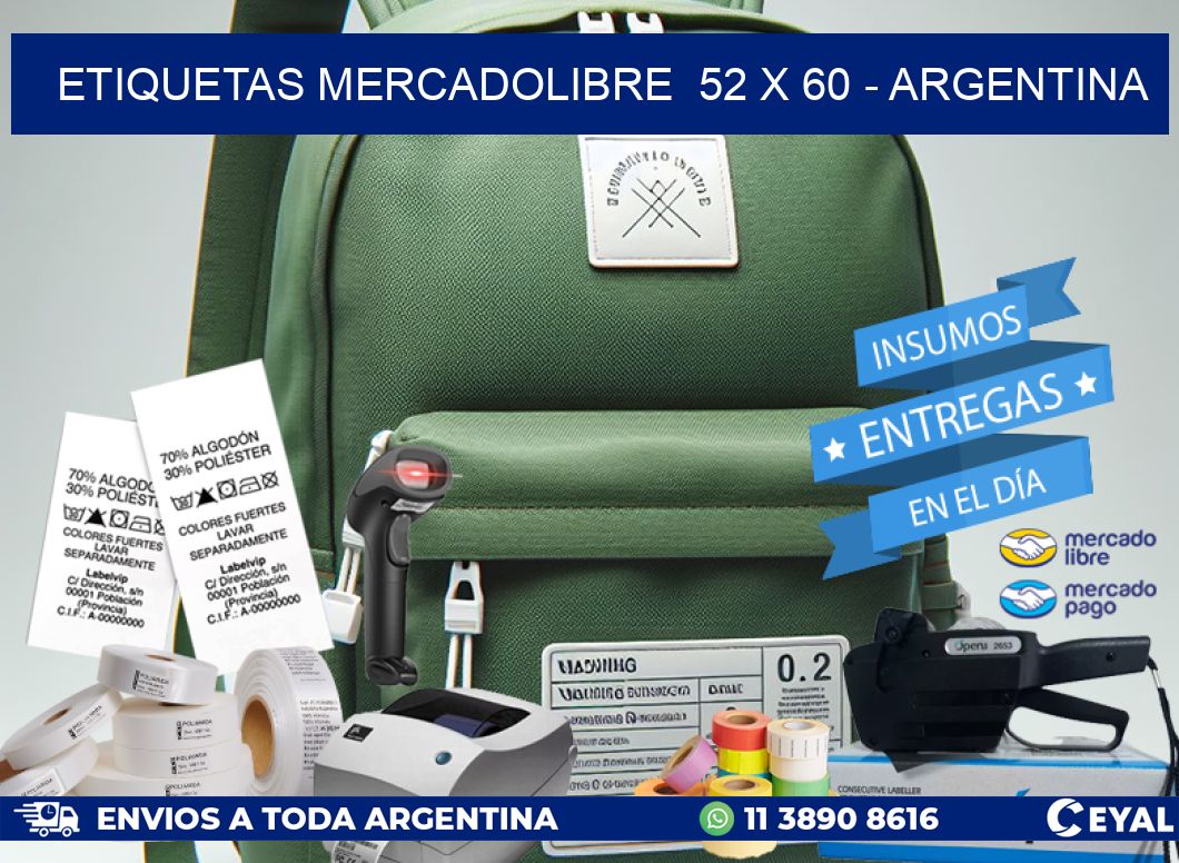 ETIQUETAS MERCADOLIBRE  52 x 60 – ARGENTINA