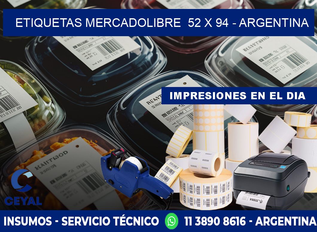 ETIQUETAS MERCADOLIBRE  52 x 94 - ARGENTINA