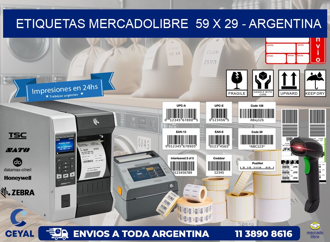 ETIQUETAS MERCADOLIBRE  59 x 29 - ARGENTINA