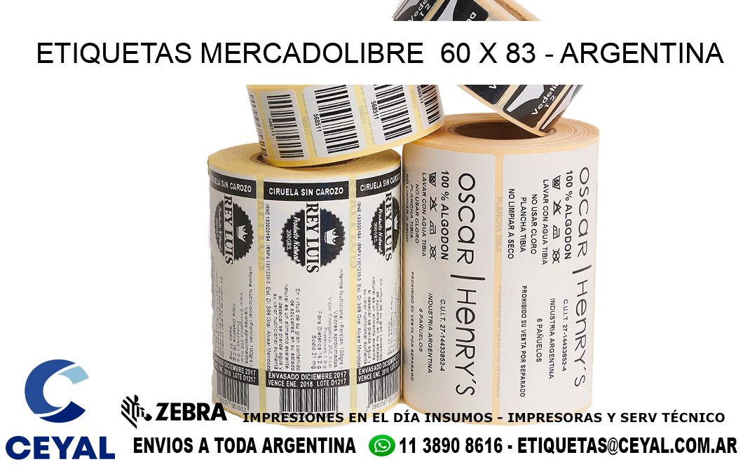 ETIQUETAS MERCADOLIBRE  60 x 83 - ARGENTINA