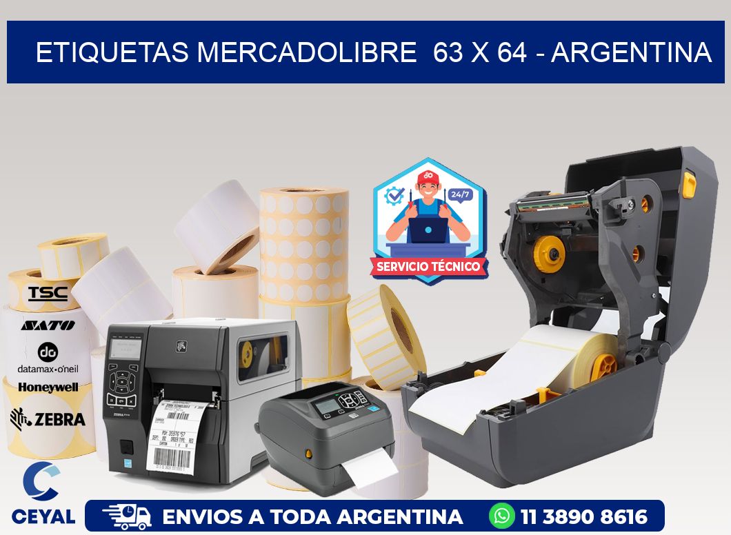 ETIQUETAS MERCADOLIBRE  63 x 64 - ARGENTINA