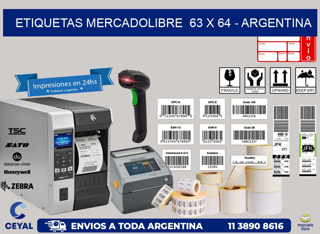 ETIQUETAS MERCADOLIBRE  63 x 64 – ARGENTINA