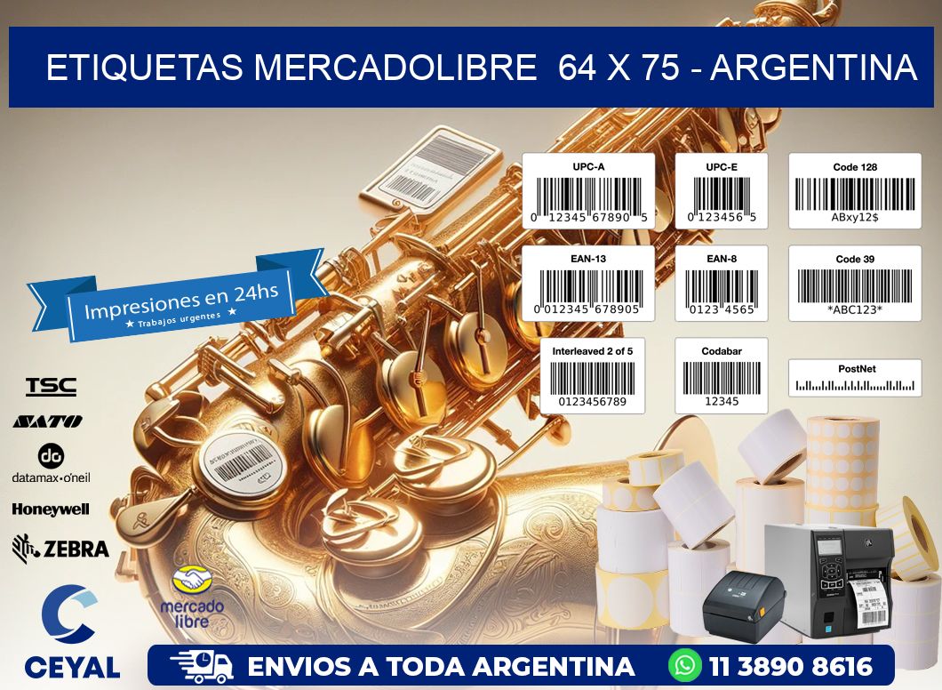 ETIQUETAS MERCADOLIBRE  64 x 75 - ARGENTINA