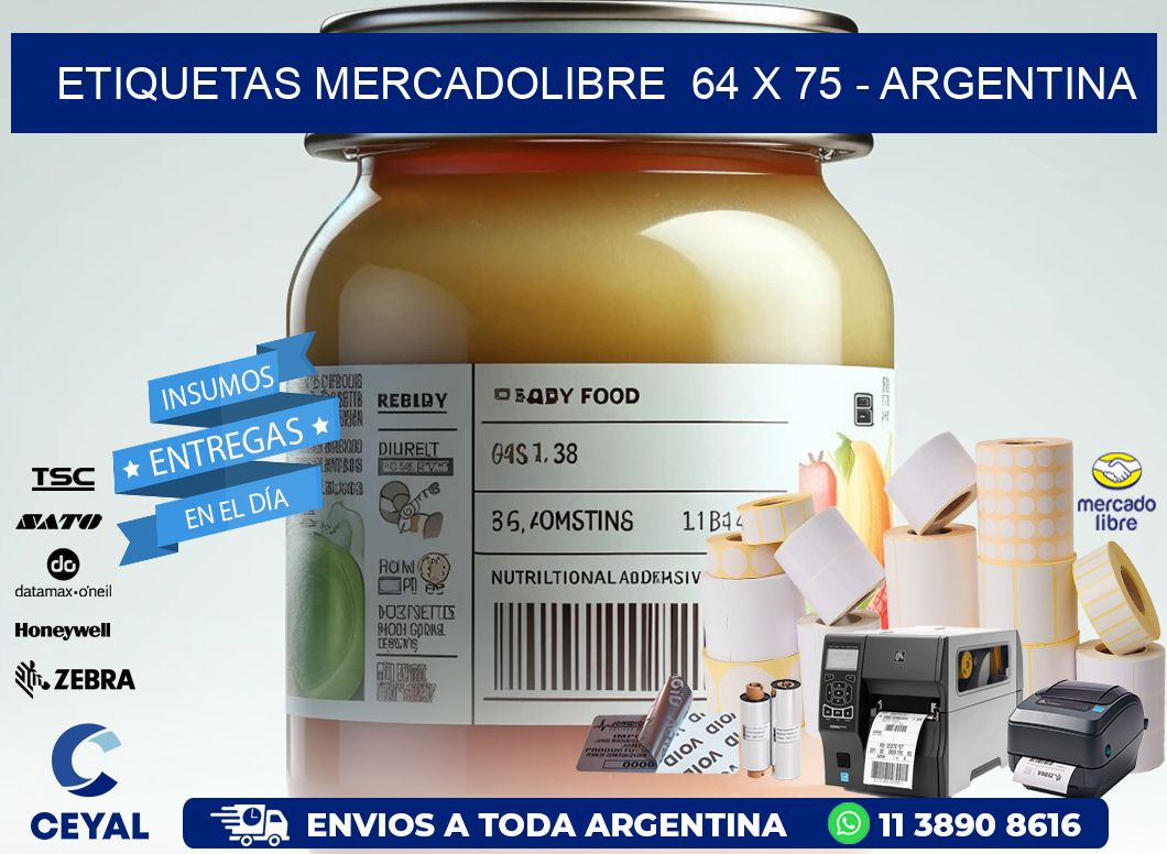 ETIQUETAS MERCADOLIBRE  64 x 75 - ARGENTINA