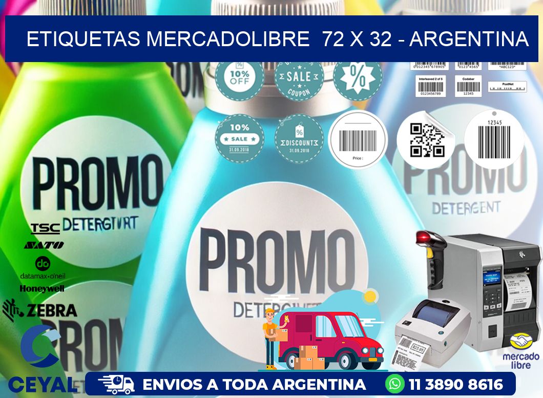 ETIQUETAS MERCADOLIBRE  72 x 32 - ARGENTINA