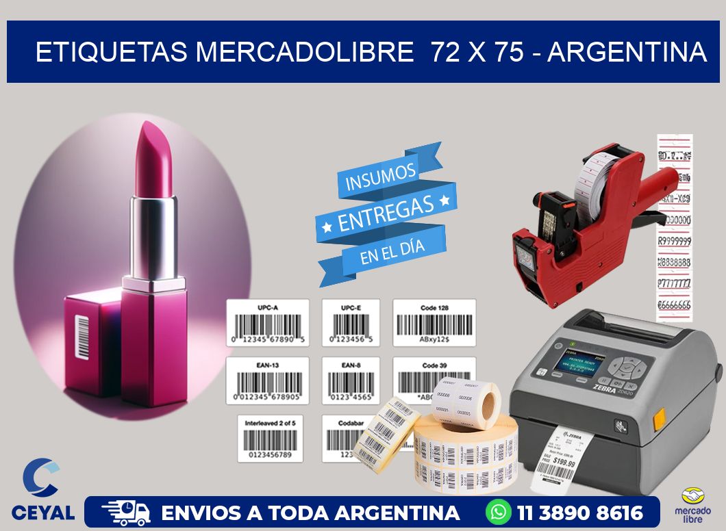 ETIQUETAS MERCADOLIBRE  72 x 75 - ARGENTINA