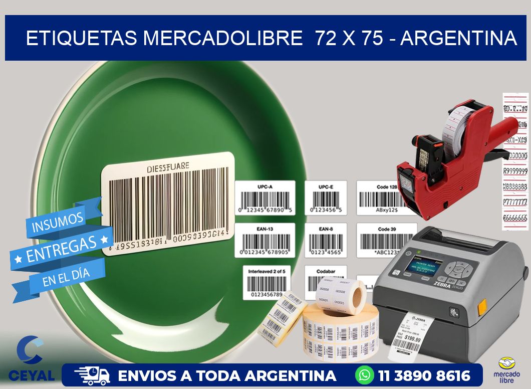 ETIQUETAS MERCADOLIBRE  72 x 75 – ARGENTINA