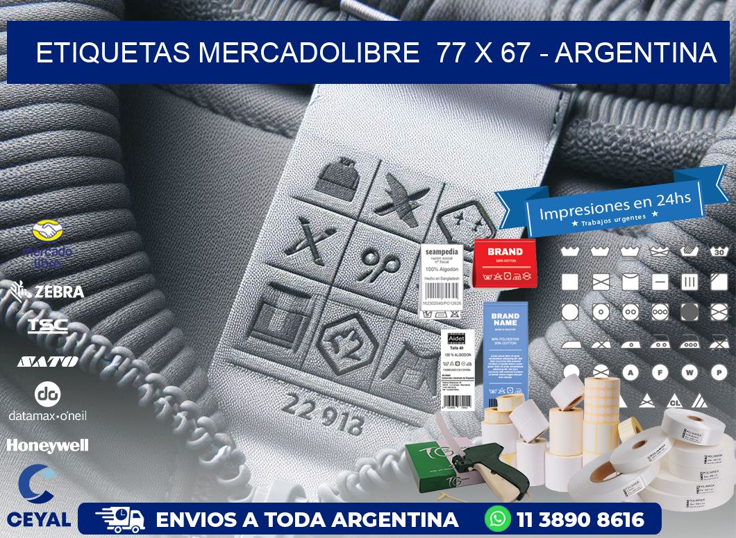 ETIQUETAS MERCADOLIBRE  77 x 67 - ARGENTINA