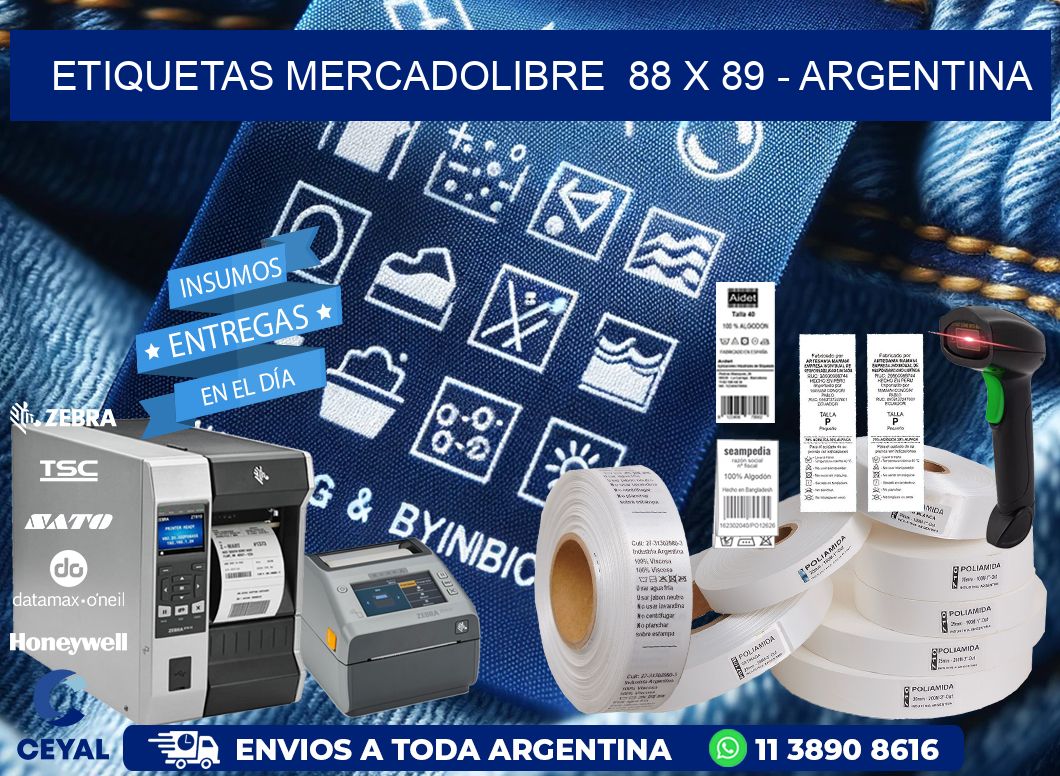 ETIQUETAS MERCADOLIBRE  88 x 89 - ARGENTINA