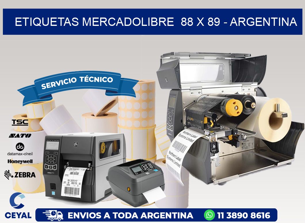 ETIQUETAS MERCADOLIBRE  88 x 89 - ARGENTINA