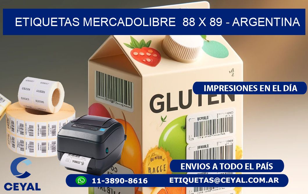 ETIQUETAS MERCADOLIBRE  88 x 89 - ARGENTINA