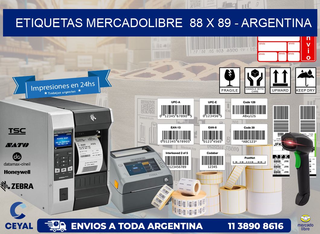 ETIQUETAS MERCADOLIBRE  88 x 89 – ARGENTINA