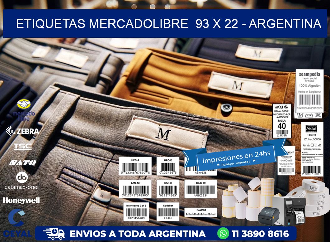 ETIQUETAS MERCADOLIBRE  93 x 22 - ARGENTINA