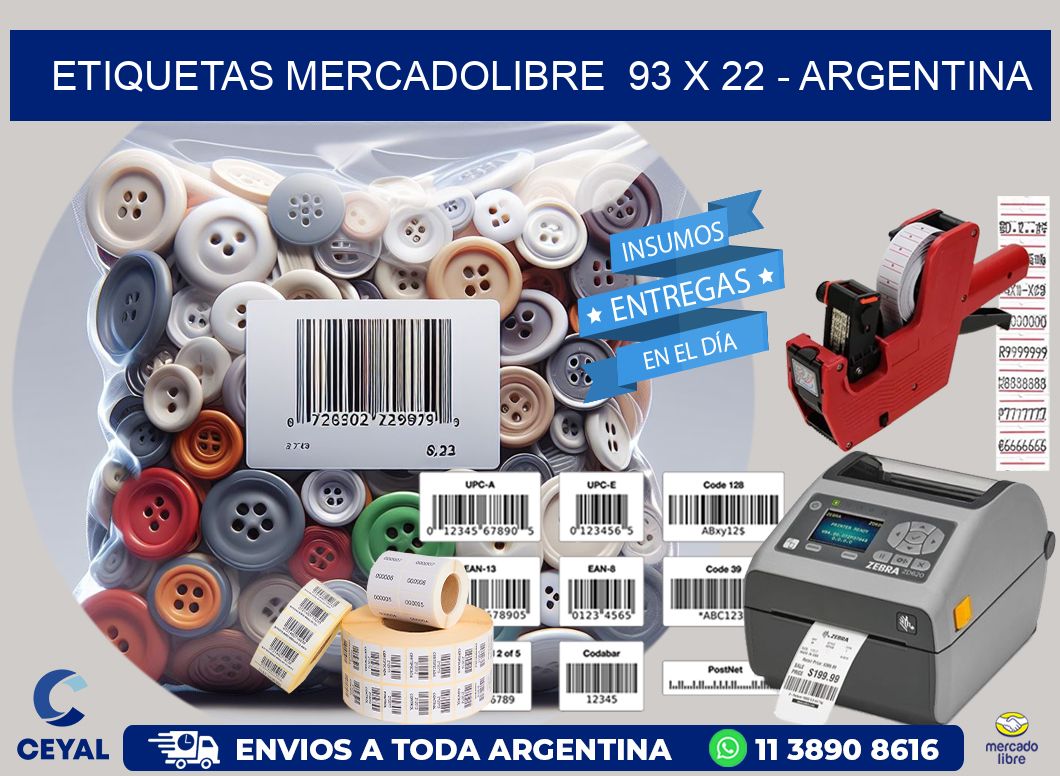 ETIQUETAS MERCADOLIBRE  93 x 22 - ARGENTINA