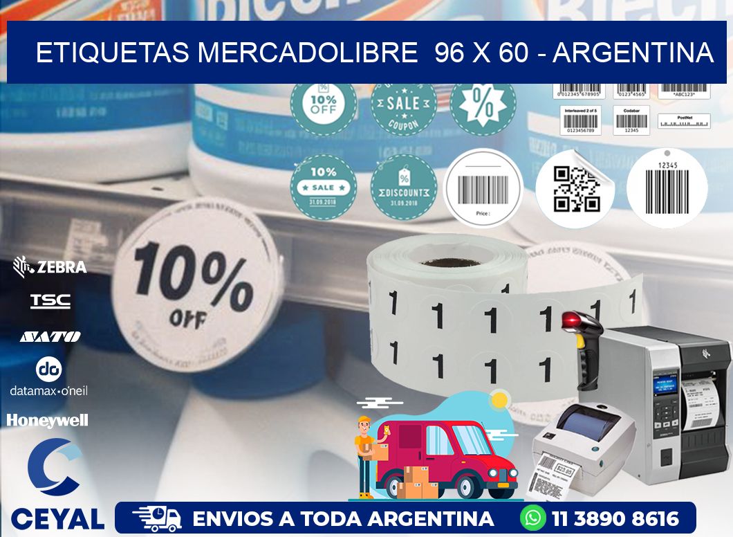 ETIQUETAS MERCADOLIBRE  96 x 60 - ARGENTINA