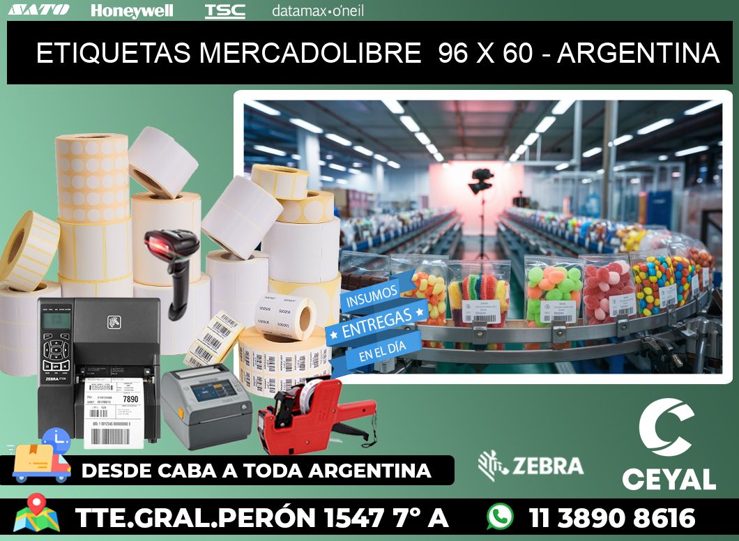 ETIQUETAS MERCADOLIBRE  96 x 60 - ARGENTINA