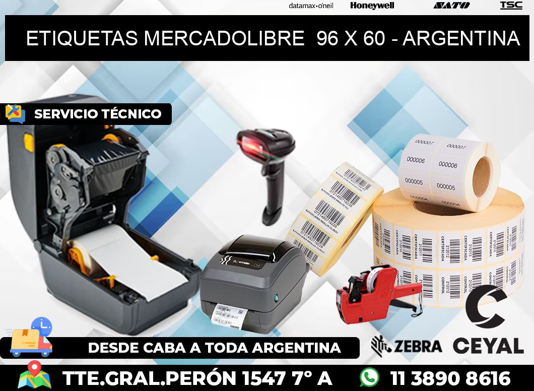 ETIQUETAS MERCADOLIBRE  96 x 60 - ARGENTINA