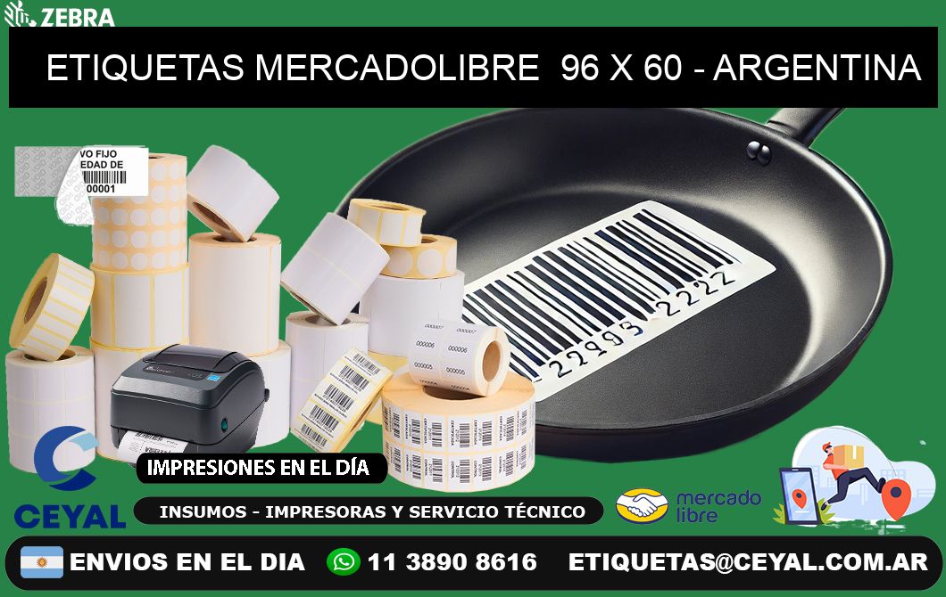 ETIQUETAS MERCADOLIBRE  96 x 60 - ARGENTINA