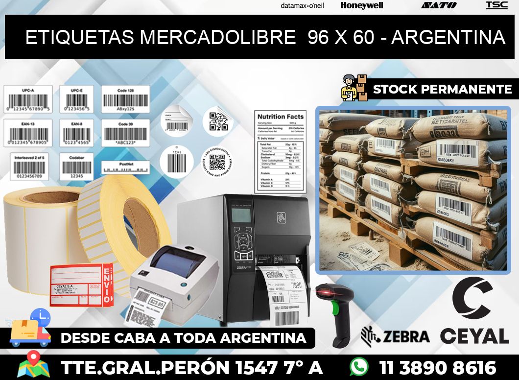 ETIQUETAS MERCADOLIBRE  96 x 60 – ARGENTINA