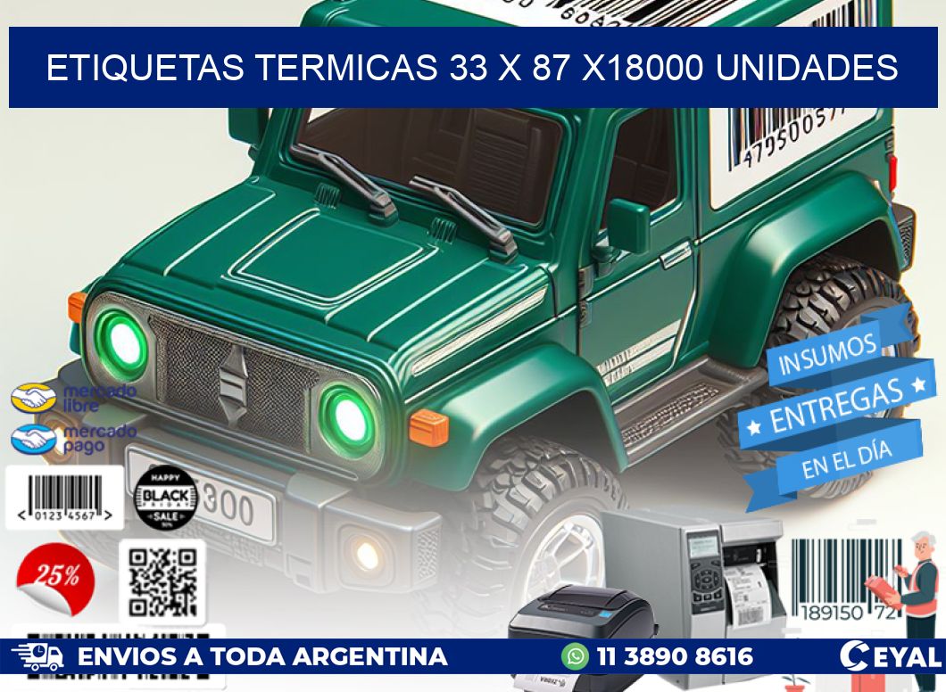 ETIQUETAS TERMICAS 33 x 87 x18000 UNIDADES