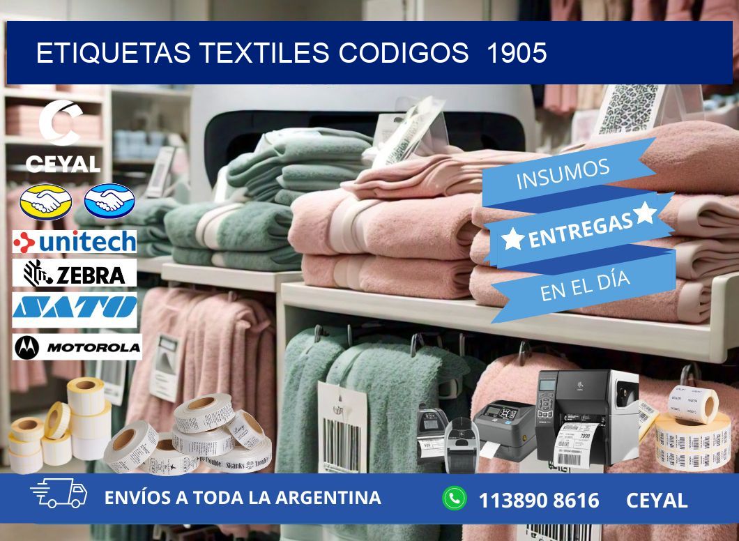 ETIQUETAS TEXTILES CODIGOS  1905