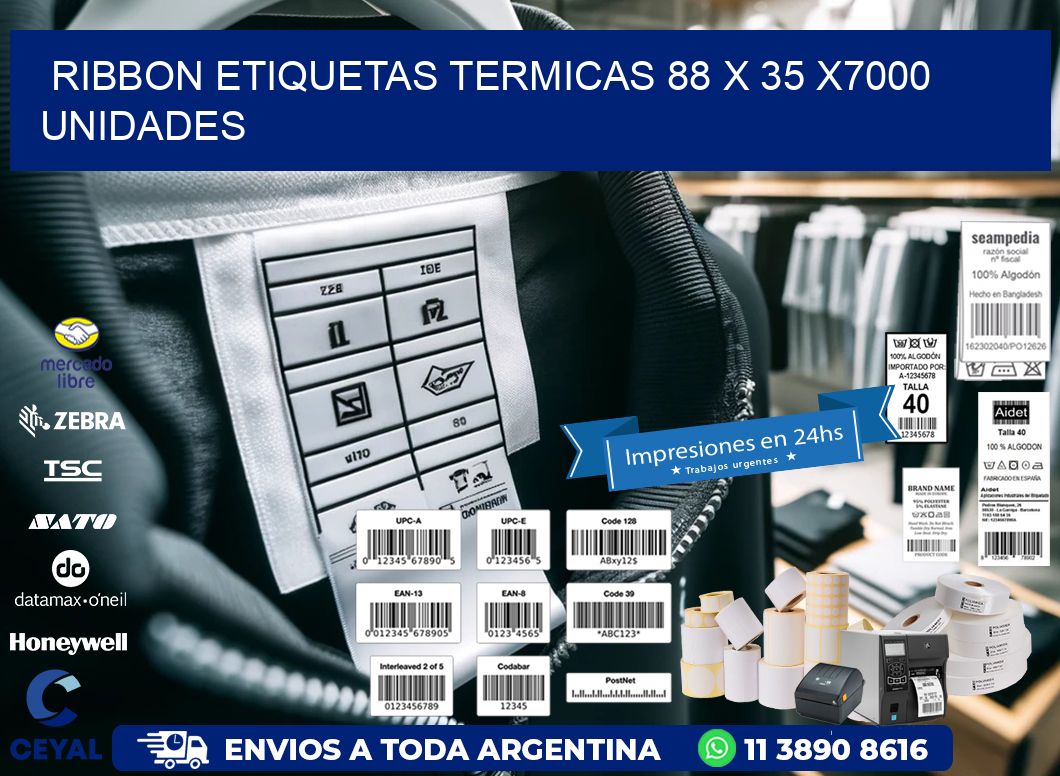 RIBBON ETIQUETAS TERMICAS 88 x 35 X7000 UNIDADES