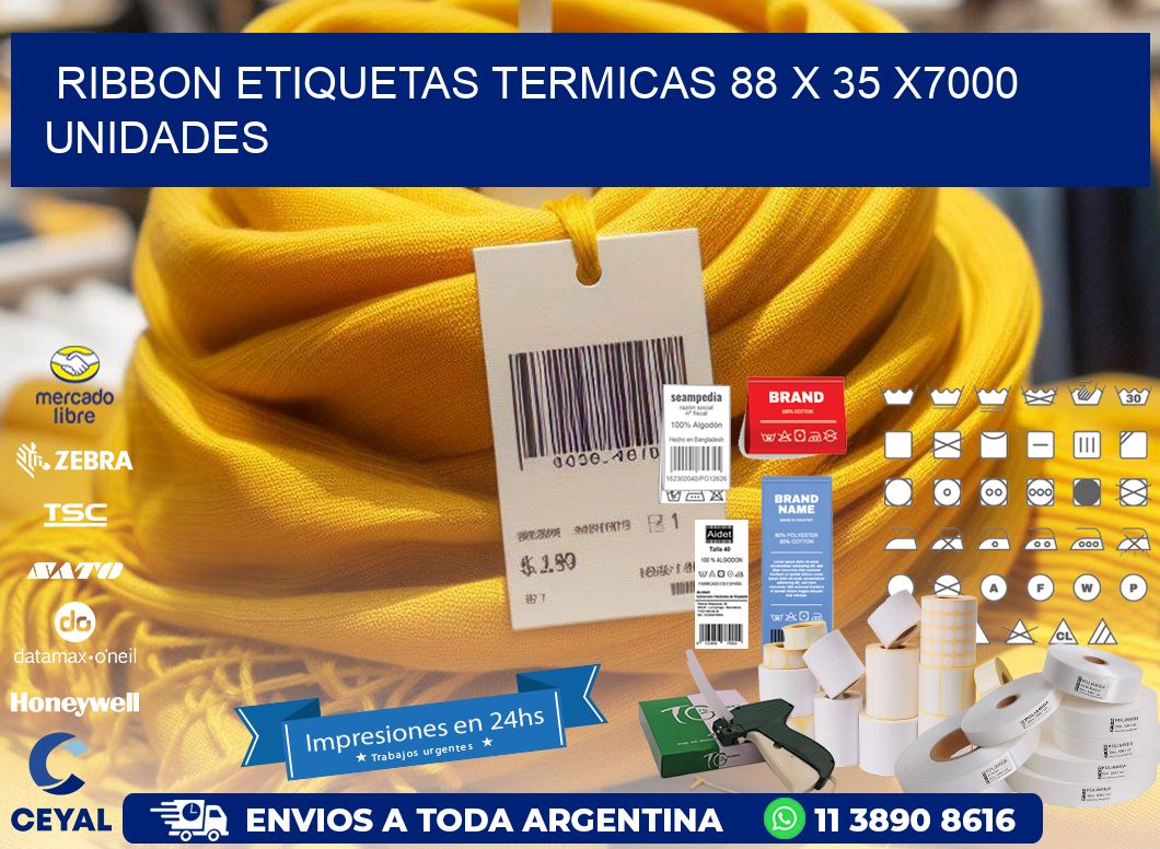 RIBBON ETIQUETAS TERMICAS 88 x 35 X7000 UNIDADES