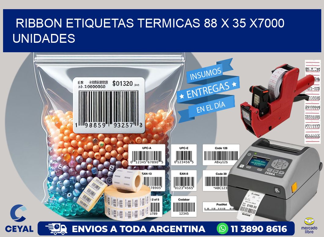 RIBBON ETIQUETAS TERMICAS 88 x 35 X7000 UNIDADES