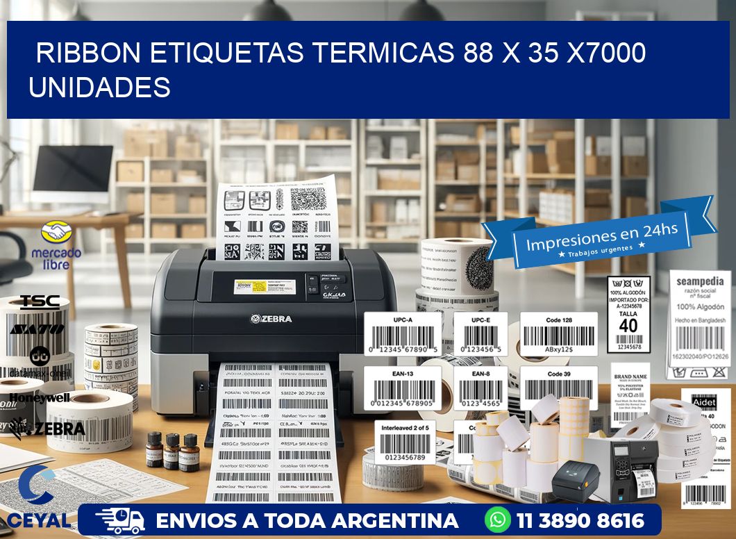 RIBBON ETIQUETAS TERMICAS 88 x 35 X7000 UNIDADES