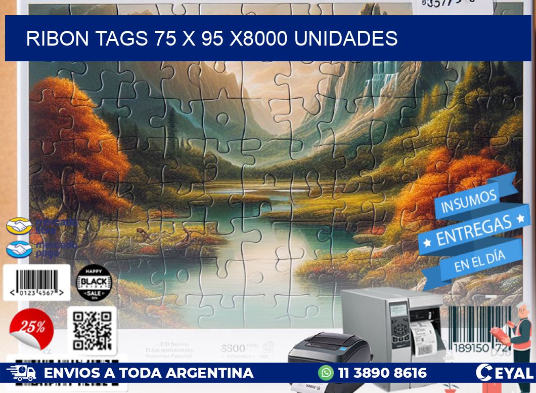 RIBON TAGS 75 x 95 X8000 UNIDADES