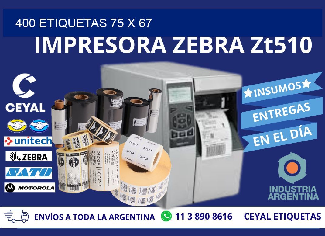 400 ETIQUETAS 75 x 67