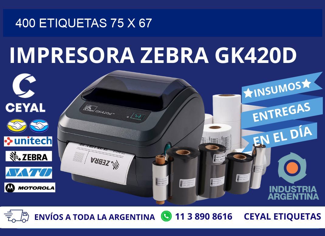 400 ETIQUETAS 75 x 67