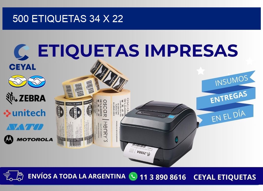 500 ETIQUETAS 34 x 22