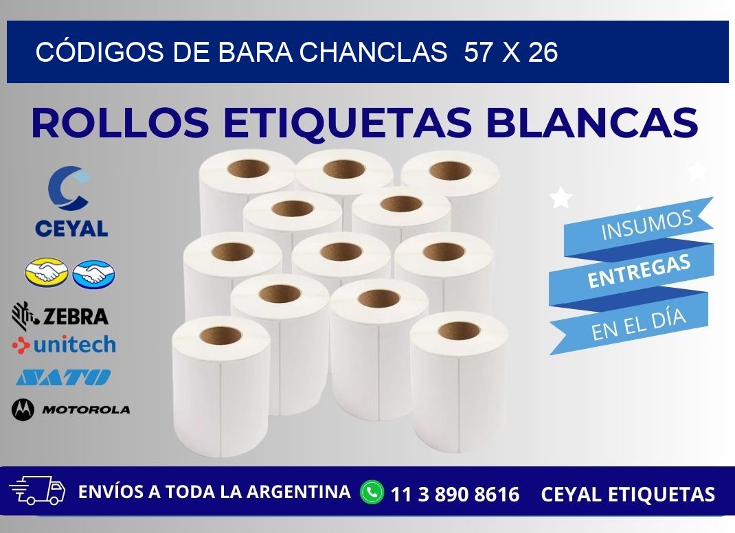 CÓDIGOS DE BARA CHANCLAS  57 x 26