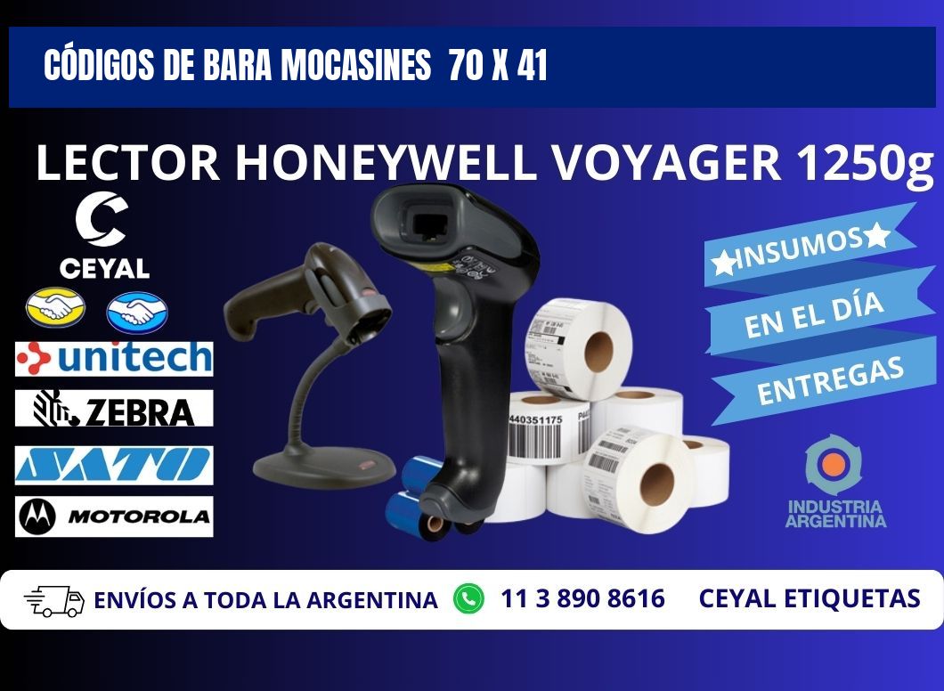 CÓDIGOS DE BARA MOCASINES  70 x 41