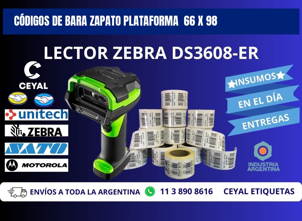 CÓDIGOS DE BARA ZAPATO PLATAFORMA  66 x 98