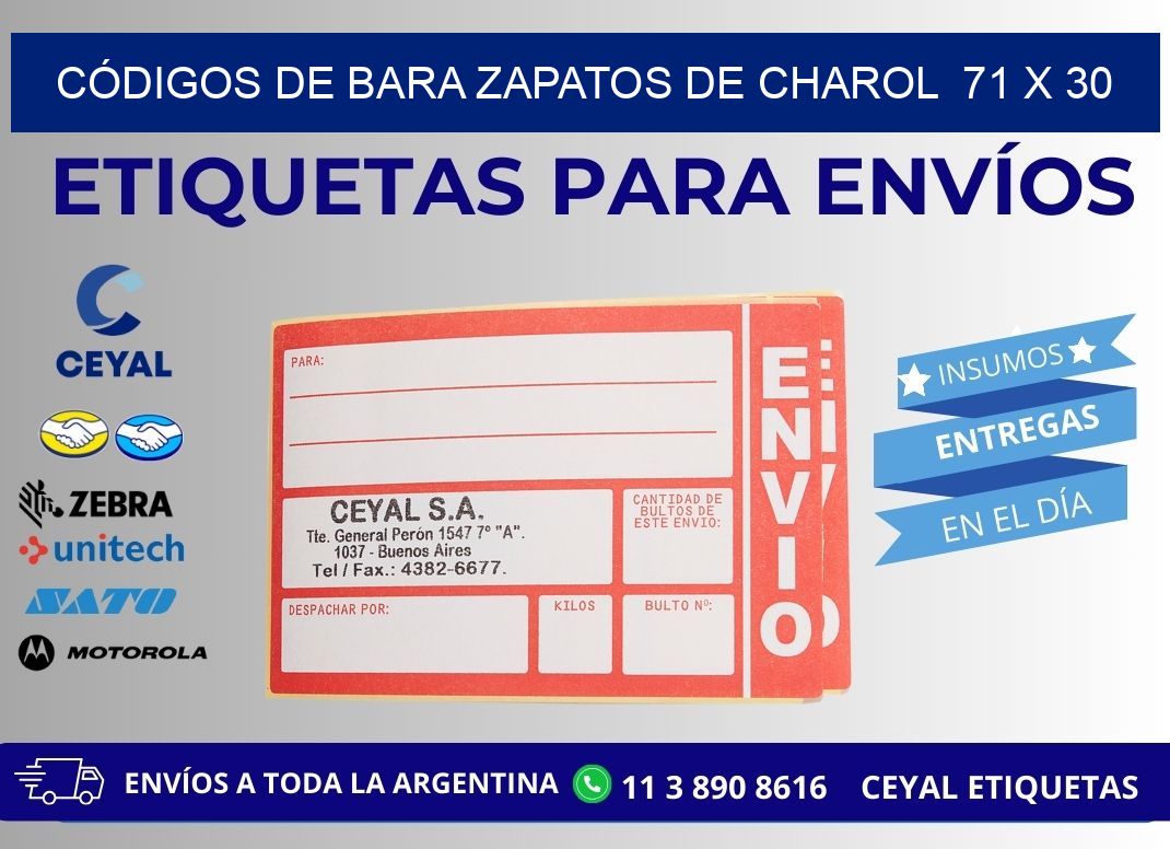 CÓDIGOS DE BARA ZAPATOS DE CHAROL  71 x 30