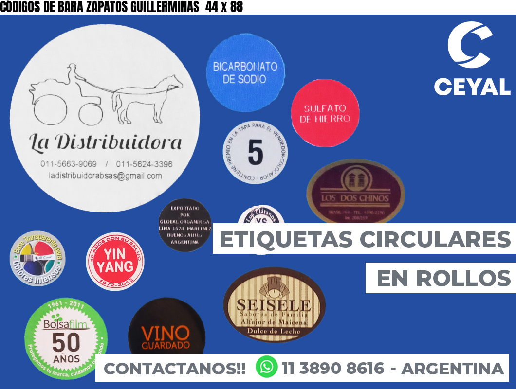 CÓDIGOS DE BARA ZAPATOS GUILLERMINAS  44 x 88