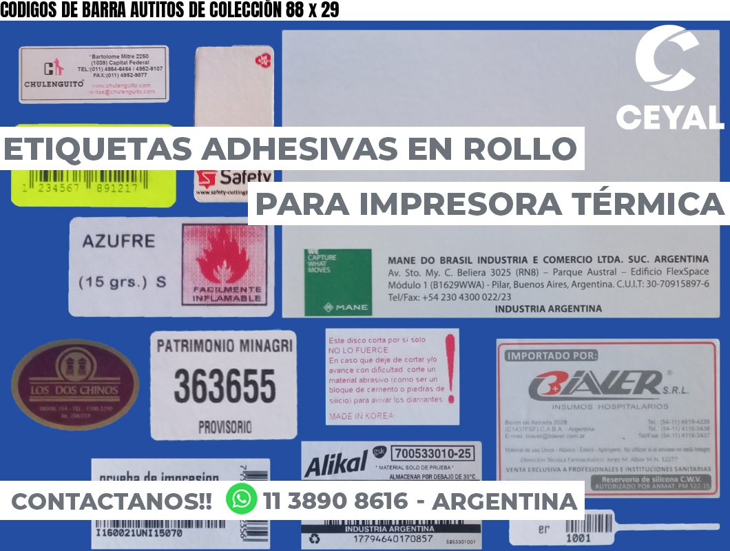 CODIGOS DE BARRA AUTITOS DE COLECCIÓN 88 x 29