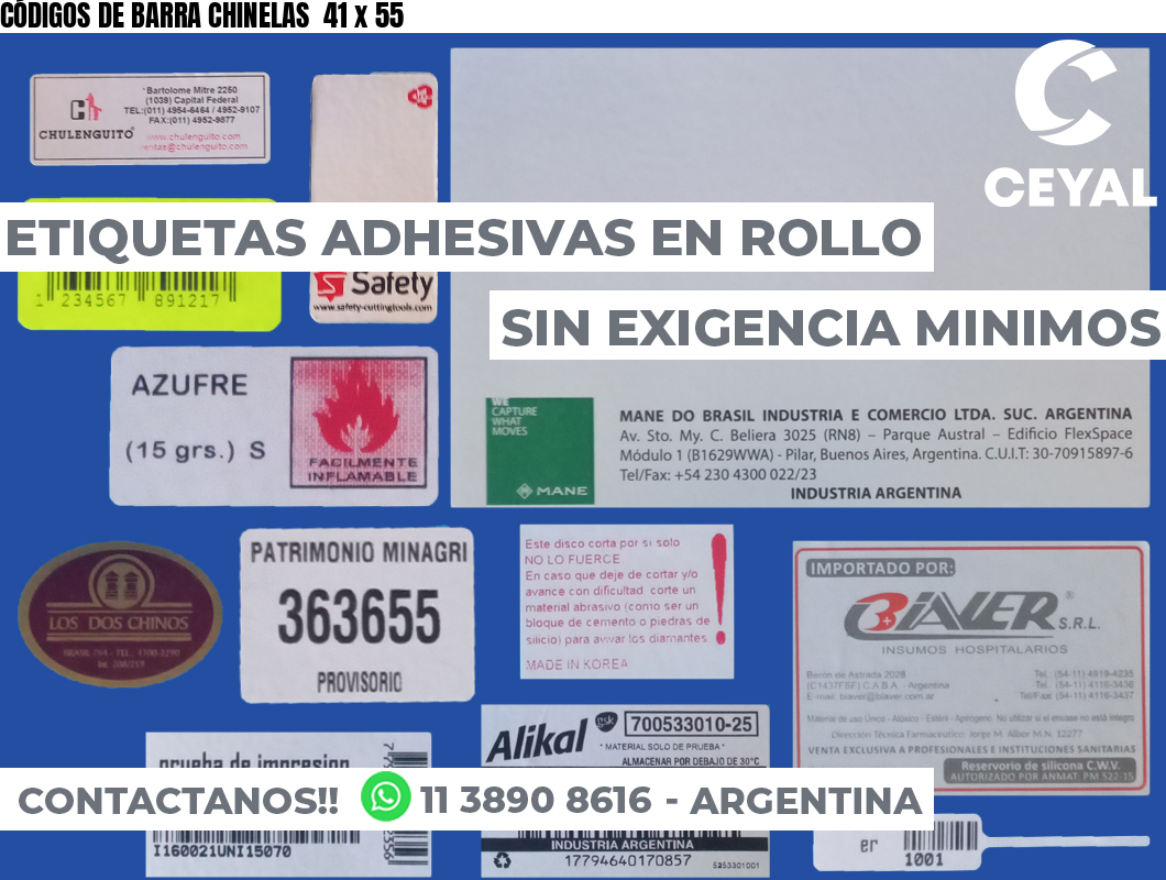 CÓDIGOS DE BARRA CHINELAS  41 x 55