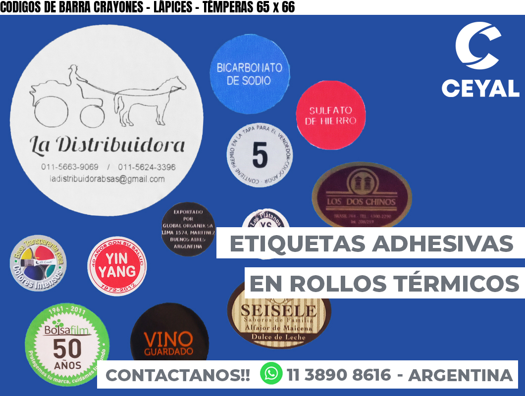 CODIGOS DE BARRA CRAYONES - LÁPICES - TÉMPERAS 65 x 66