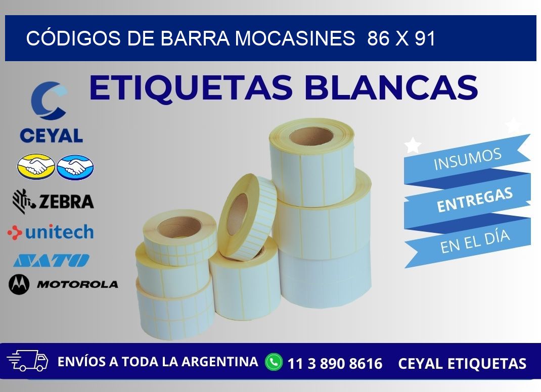 CÓDIGOS DE BARRA MOCASINES  86 x 91