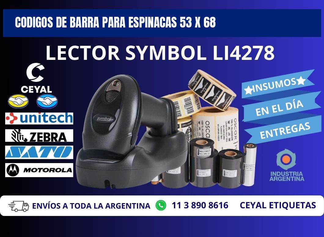 CODIGOS DE BARRA PARA ESPINACAS 53 x 68