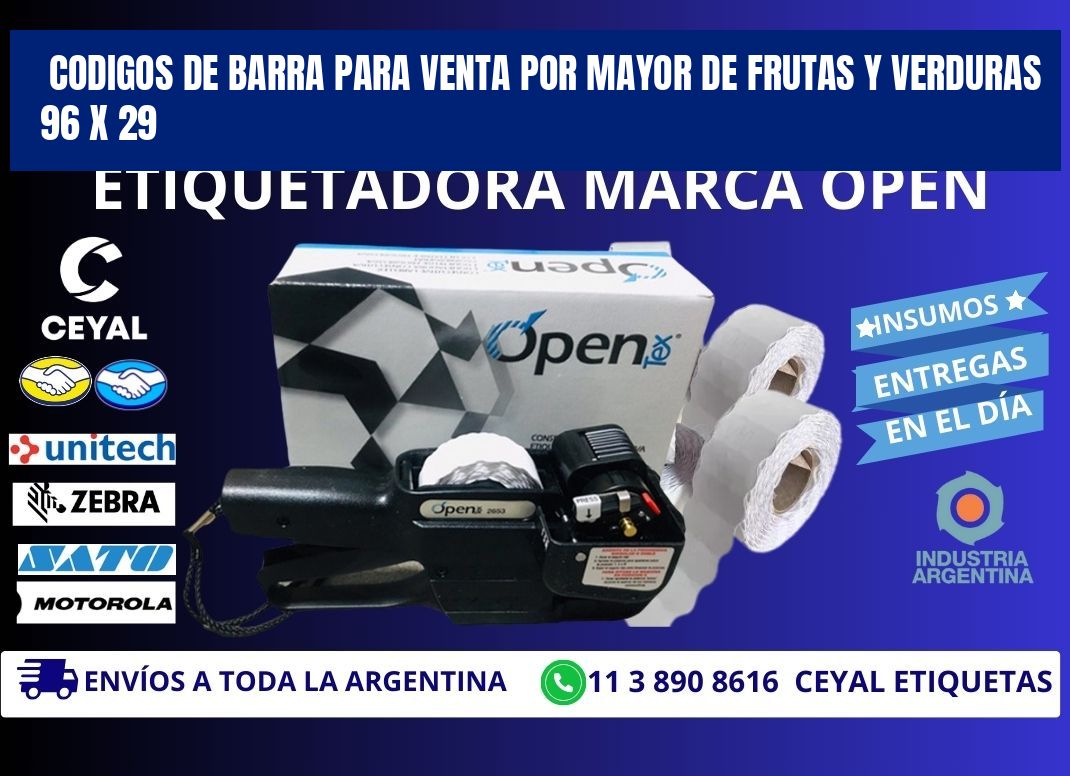 CODIGOS DE BARRA PARA VENTA POR MAYOR DE FRUTAS Y VERDURAS 96 x 29