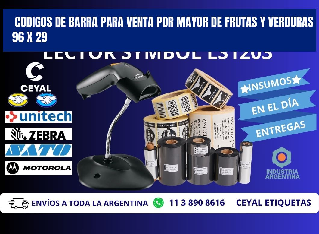 CODIGOS DE BARRA PARA VENTA POR MAYOR DE FRUTAS Y VERDURAS 96 x 29